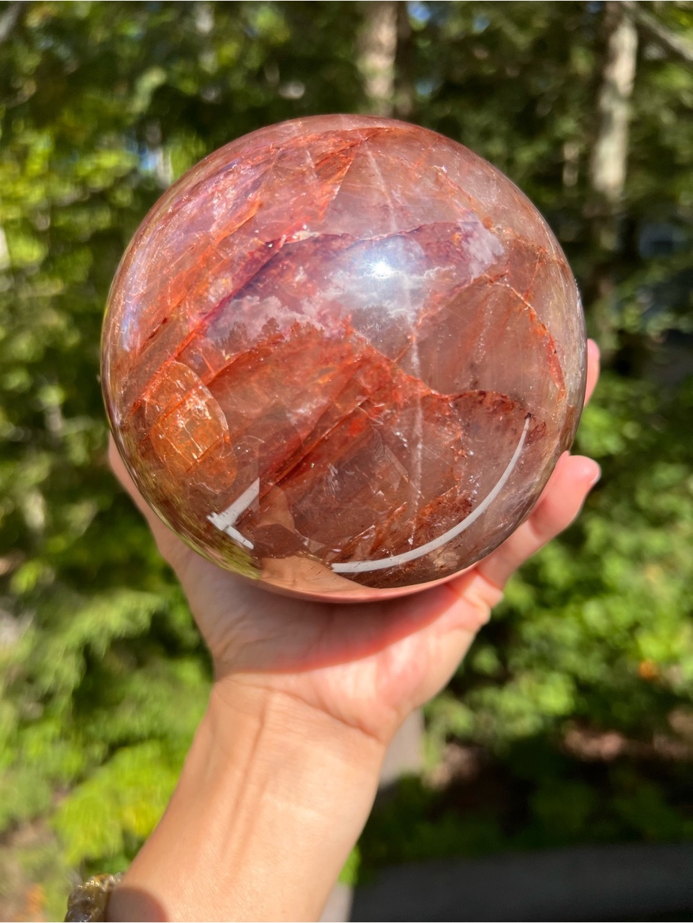 Fire (5) quartz sphere | crystal